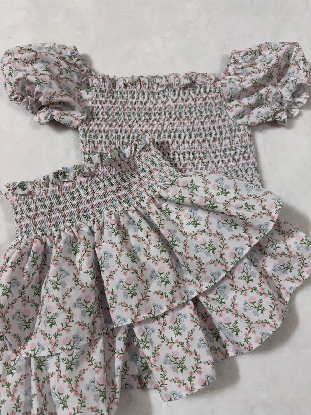 EEUC Cecil & Lou floral smocked top and tier ruffle skirt 6